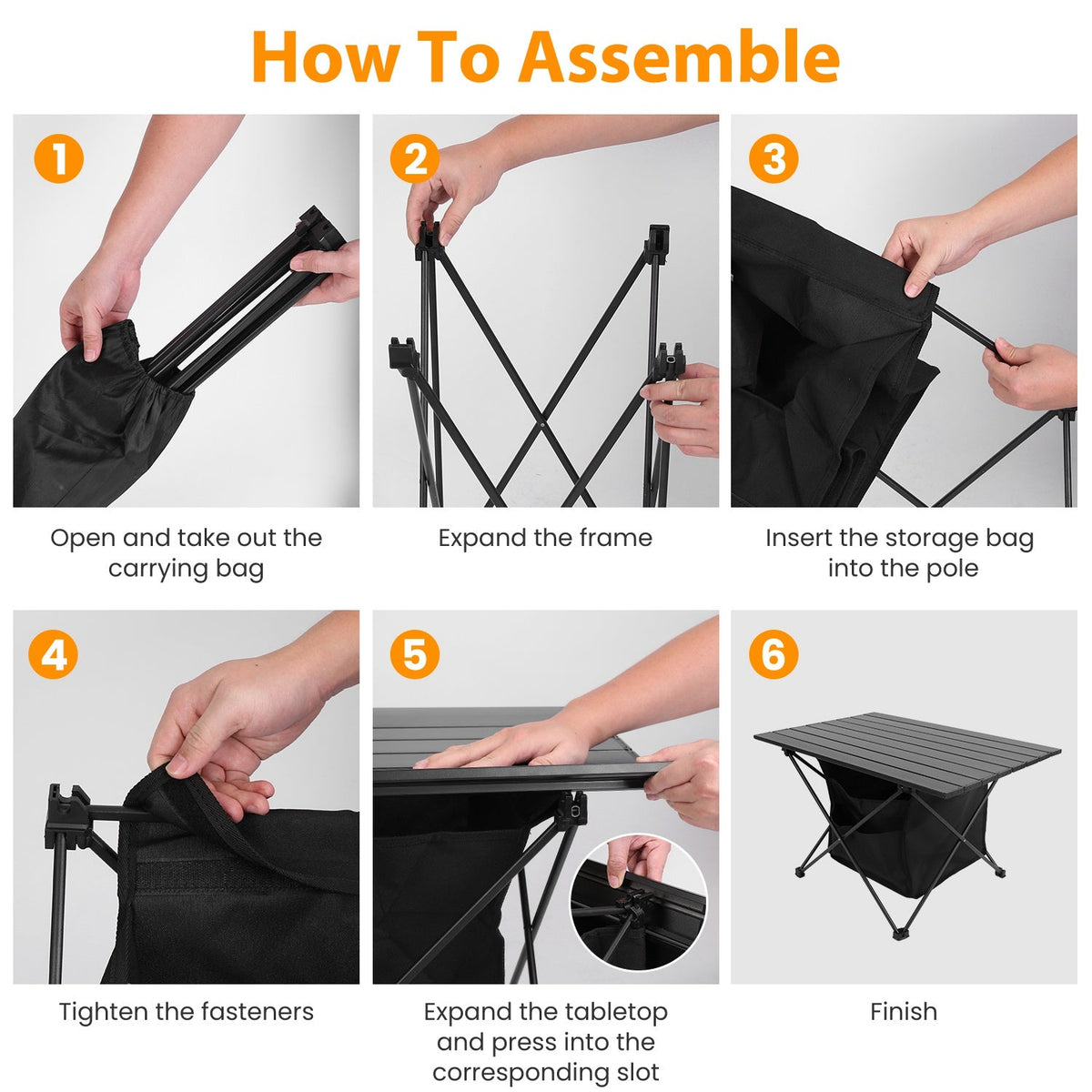 Foldable Camping Table With Storage Basket Rustproof Portable Aluminum Alloy