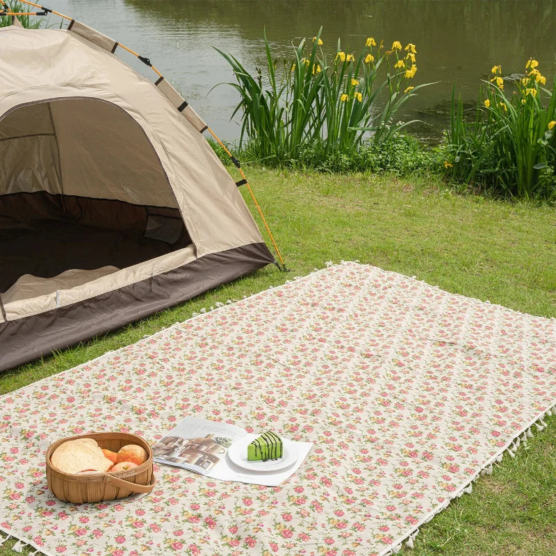 Cute Floral Cottagecore Picnic Blanket