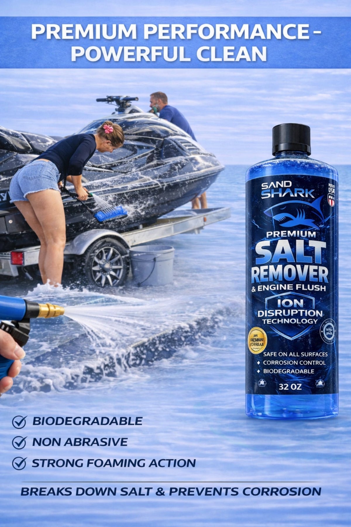 2-in-1 Boat Salt Wash & Engine Flush Boat Cleaner - 32oz