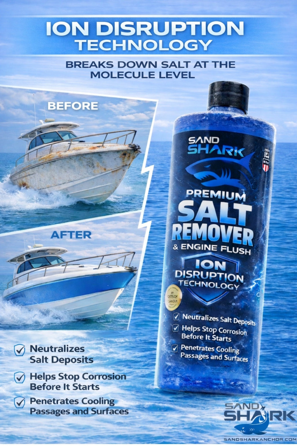 2-in-1 Boat Salt Wash & Engine Flush Boat Cleaner - 32oz