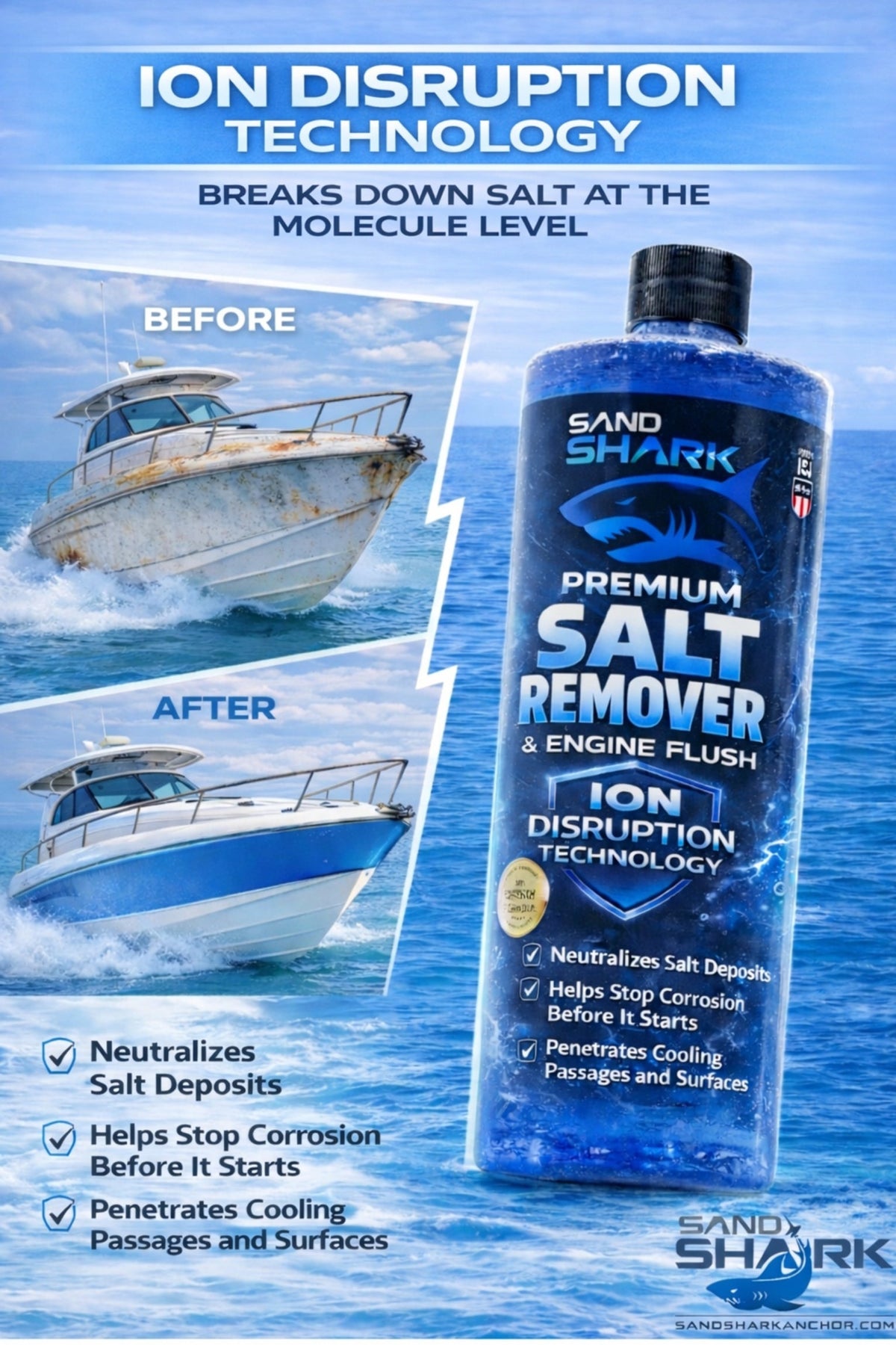 2-in-1 Boat Salt Wash & Engine Flush Boat Cleaner - 32oz