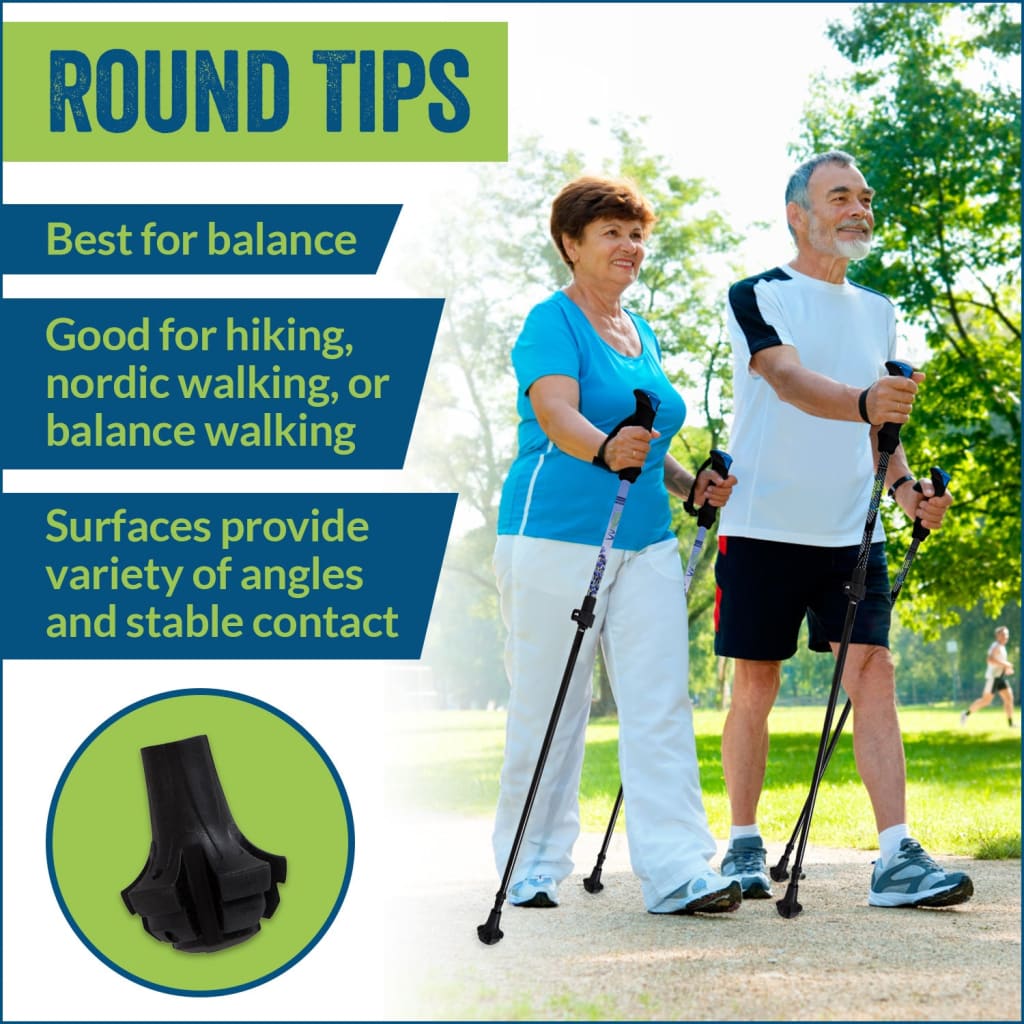 Four Pack of Extra Durable Rubber Replacement Tips (Replacement Feet - Paws - Ferrules - Caps) for Trekking Poles - Fits Most Hiking and Walking Poles.