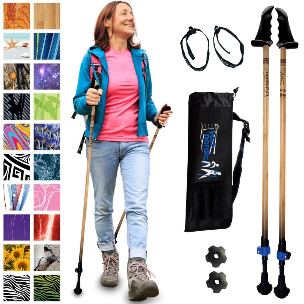 Motivator Walking Poles for Balance and Rehab - Patented Stability Grips - Lightweight, Adjustable, and Collapsible -2 Pieces Adjustable w/flip Locks, Detachable feet and Travel Bag - For Heights up to 6'2"
