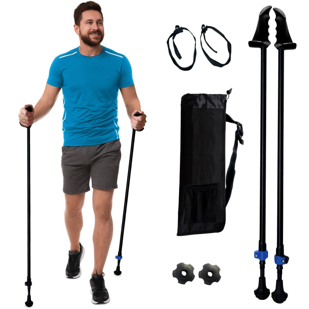 Motivator Walking Poles for Balance and Rehab - Patented Stability Grips - Lightweight, Adjustable, and Collapsible -2 Pieces Adjustable w/flip Locks, Detachable feet and Travel Bag - For Heights up to 6'2"